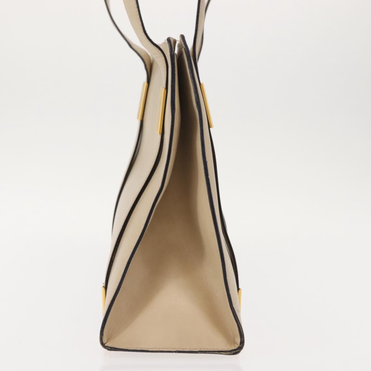 CELINE Shoulder Bag Leather Beige Gold Auth bs30225