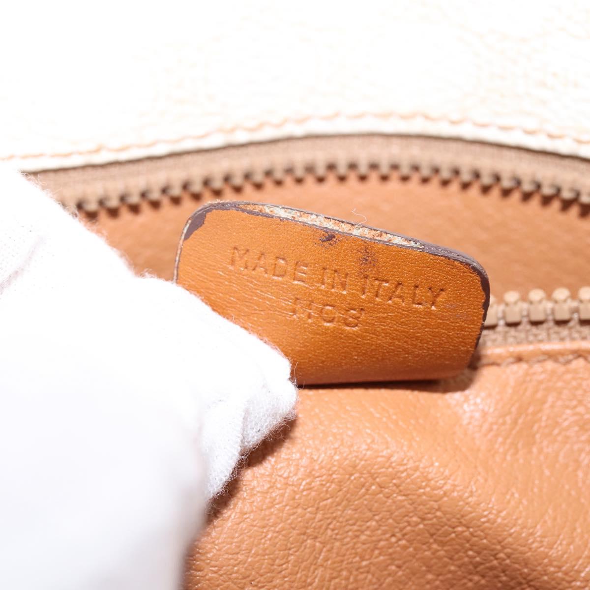 CELINE Macadam Canvas Shoulder Bag PVC Leather White Gold Auth bs30227