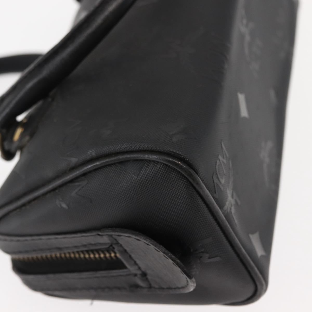 MCM Vicetos Logogram Mini Hand Bag PVC Leather Black Gold Auth bs30228