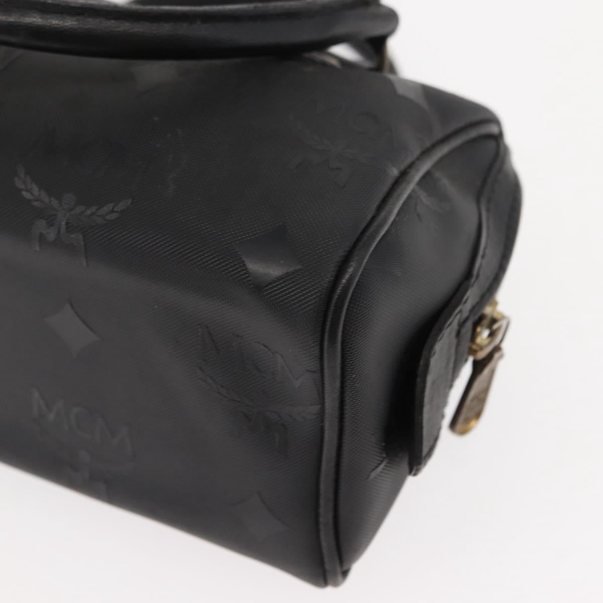 MCM Vicetos Logogram Mini Hand Bag PVC Leather Black Gold Auth bs30228