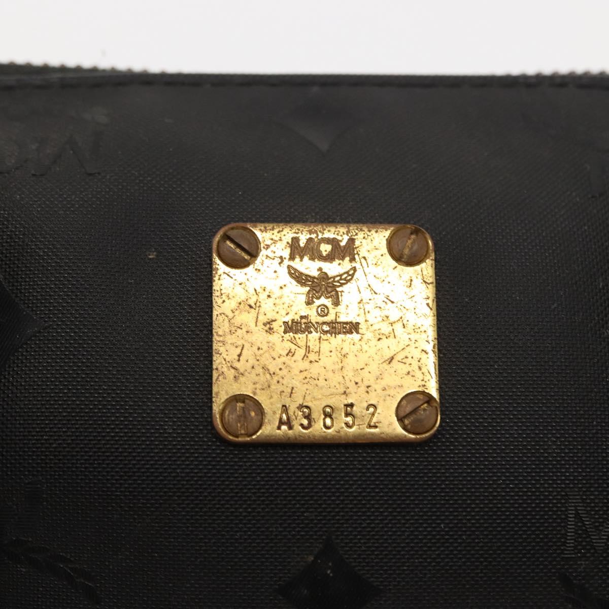 MCM Vicetos Logogram Mini Hand Bag PVC Leather Black Gold Auth bs30228