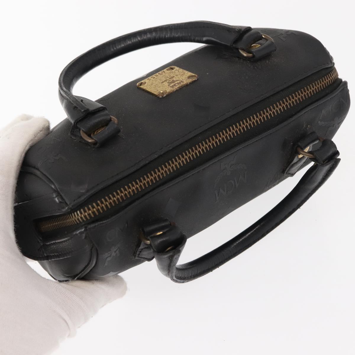 MCM Vicetos Logogram Mini Hand Bag PVC Leather Black Gold Auth bs30228