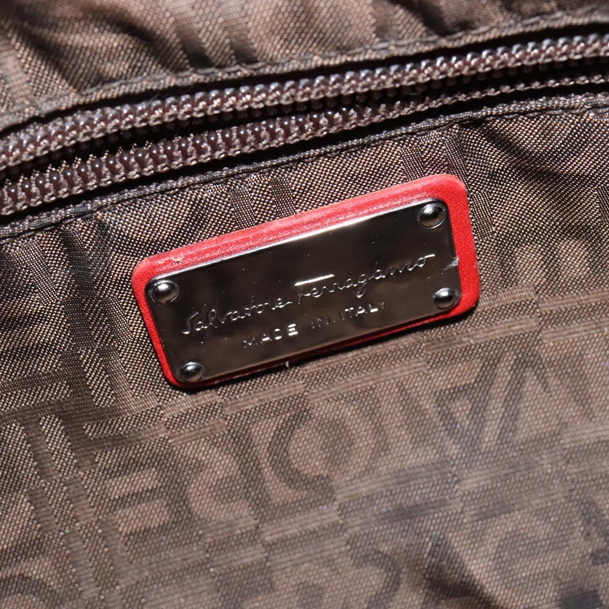 Salvatore Ferragamo Gancini Marissa Bag Patent leather Red Silver Auth bs30235