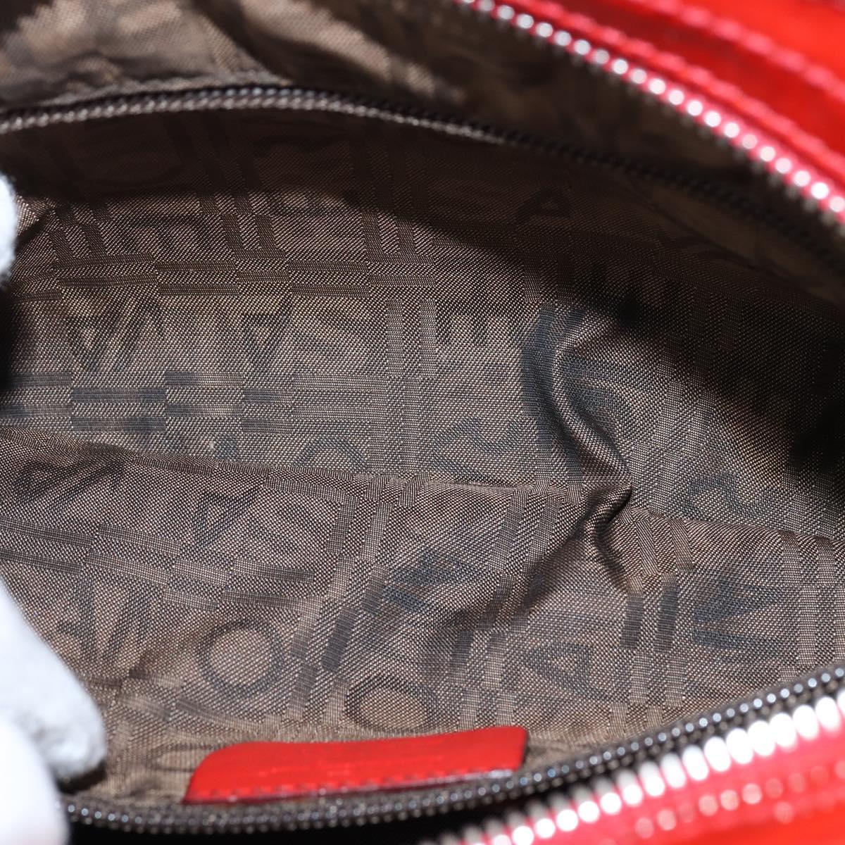 Salvatore Ferragamo Gancini Marissa Bag Patent leather Red Silver Auth bs30235