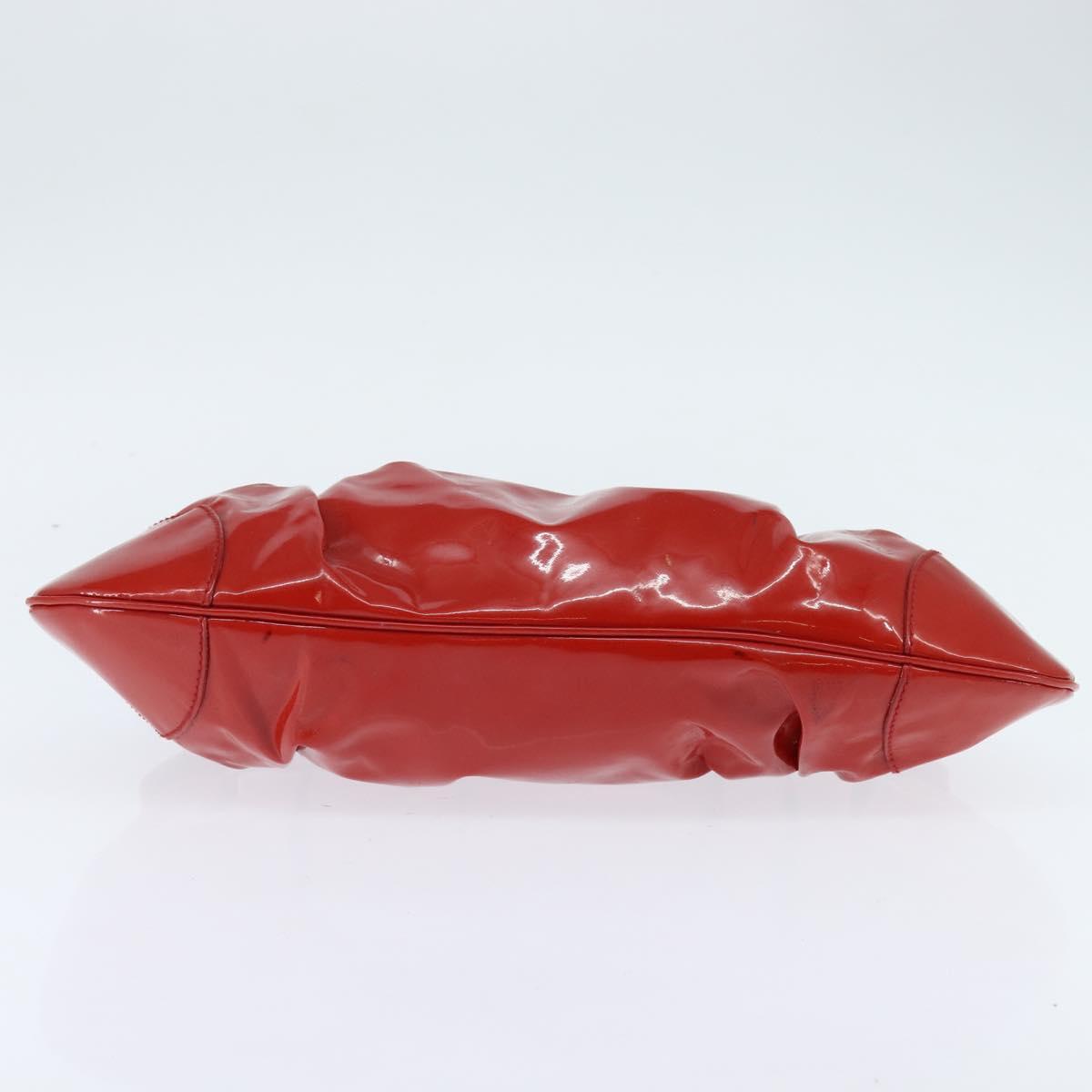 Salvatore Ferragamo Gancini Marissa Bag Patent leather Red Silver Auth bs30235