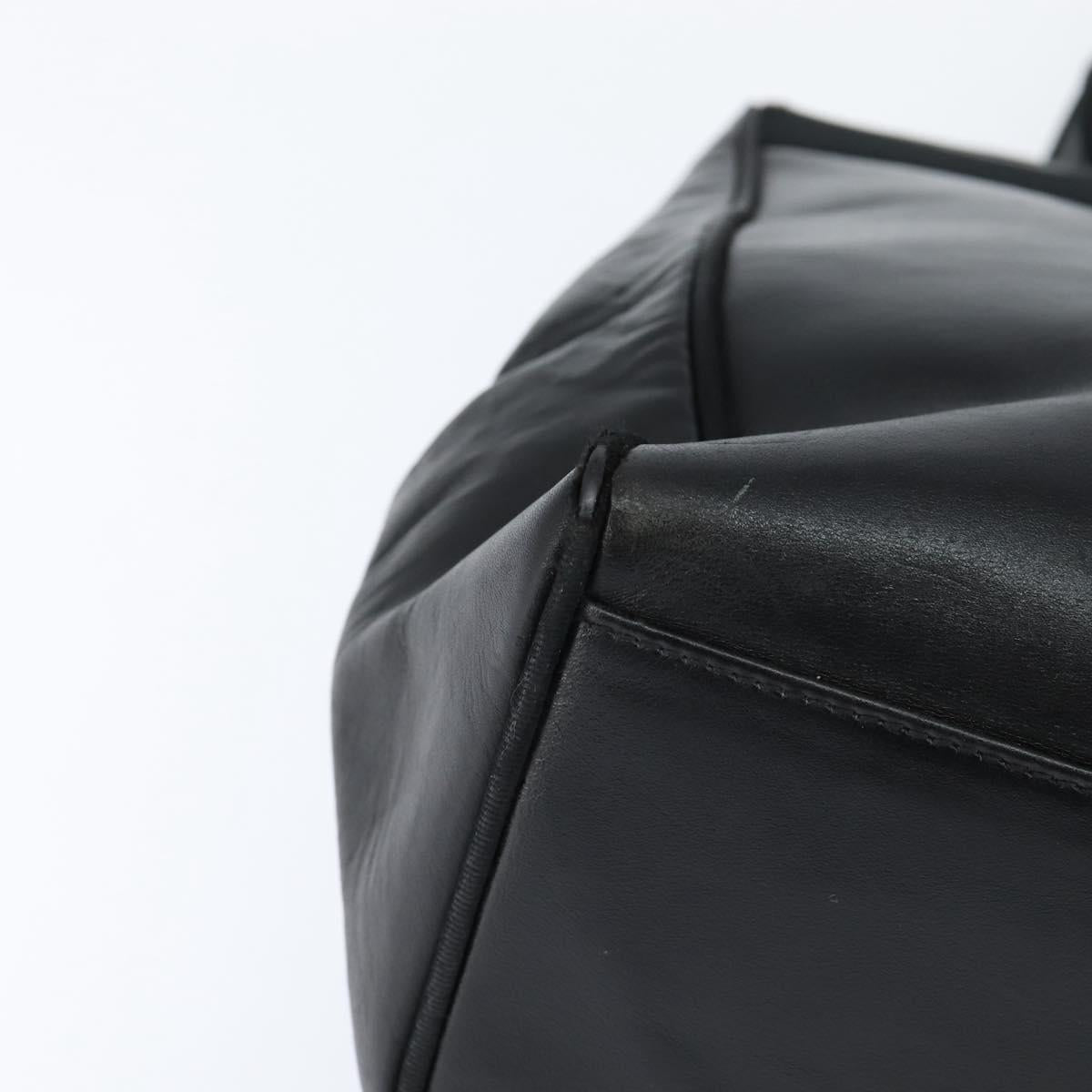 Salvatore Ferragamo Vala Tote Bag Leather Black Gold Auth bs30236