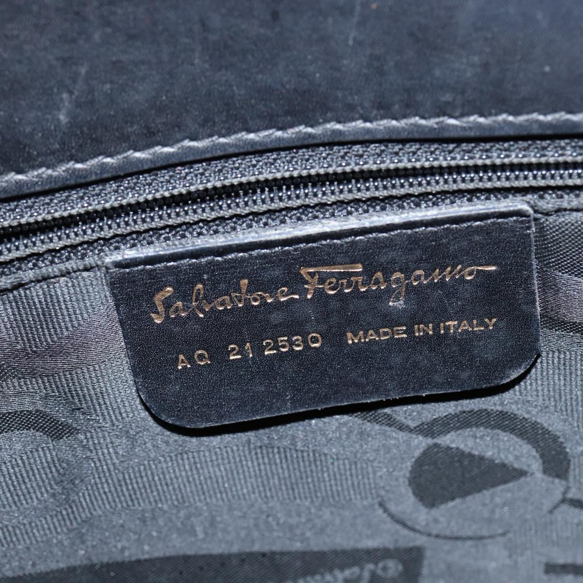 Salvatore Ferragamo Vala Tote Bag Leather Black Gold Auth bs30236