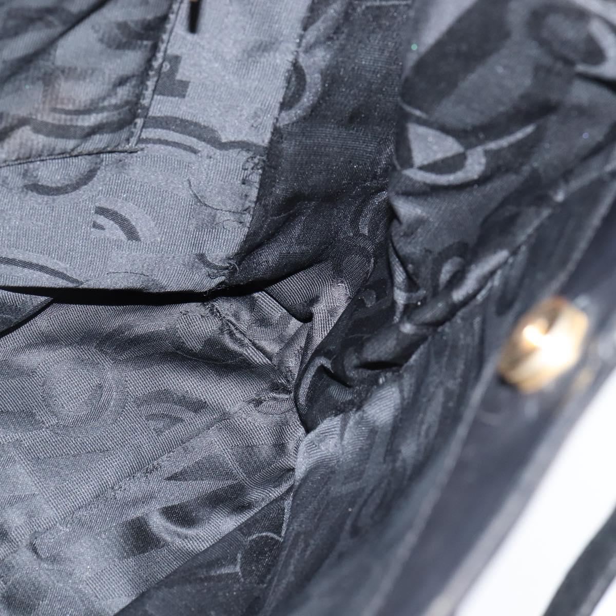 Salvatore Ferragamo Vala Tote Bag Leather Black Gold Auth bs30236