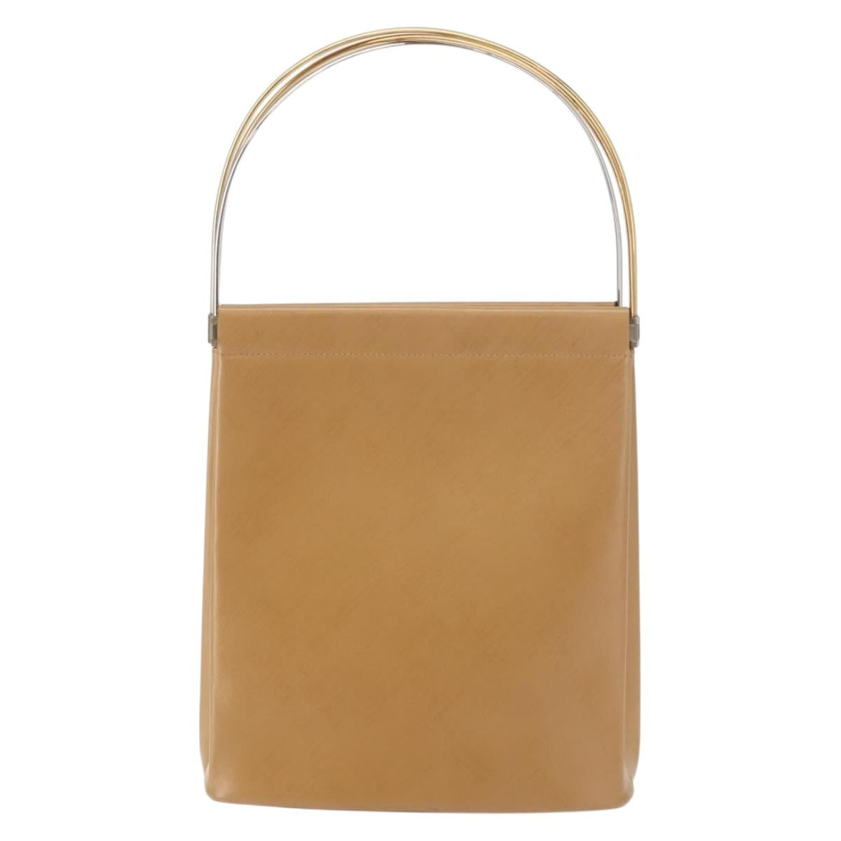 CARTIER Trinity Hand Bag Leather Beige Gold Auth bs30237