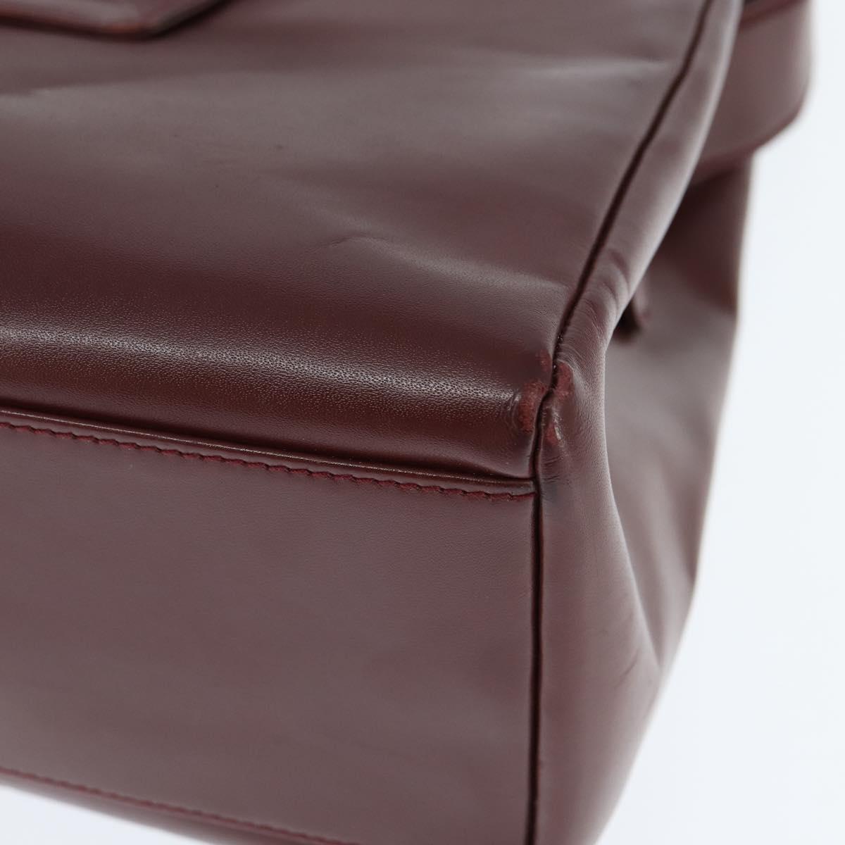 CARTIER Must Line Shoulder Bag Leather Bordeaux Gold Auth bs30238