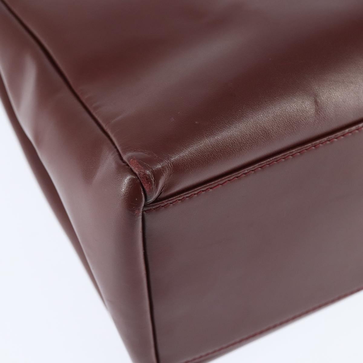 CARTIER Must Line Shoulder Bag Leather Bordeaux Gold Auth bs30238