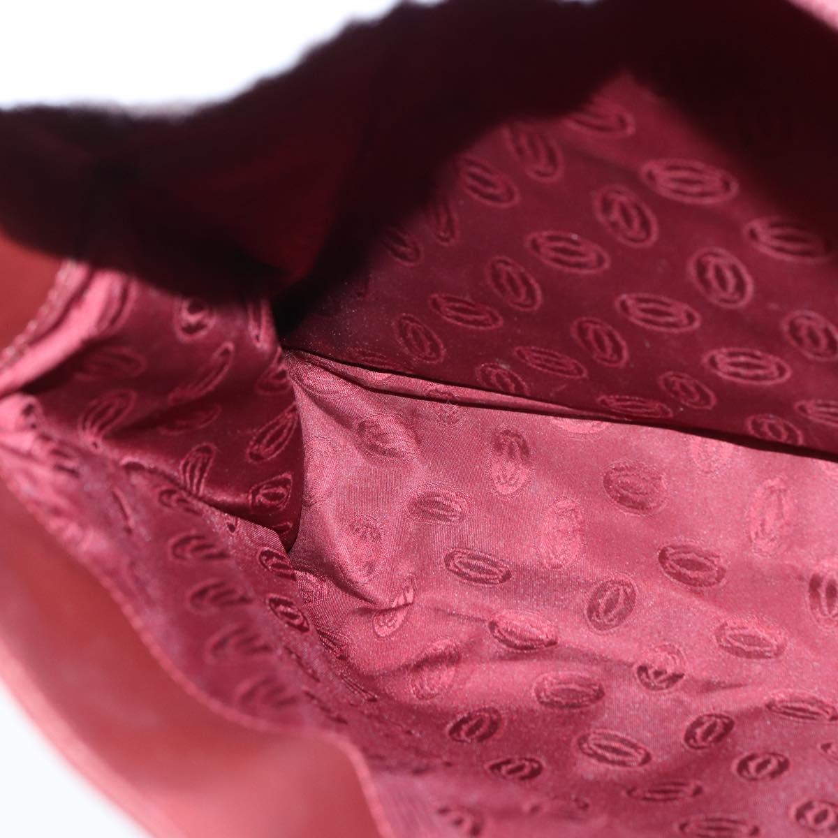 CARTIER Must Line Shoulder Bag Leather Bordeaux Gold Auth bs30238