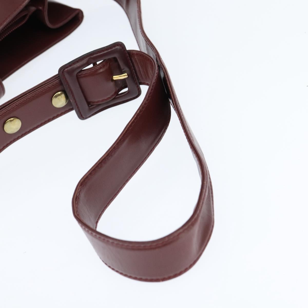 CARTIER Must Line Shoulder Bag Leather Bordeaux Gold Auth bs30238