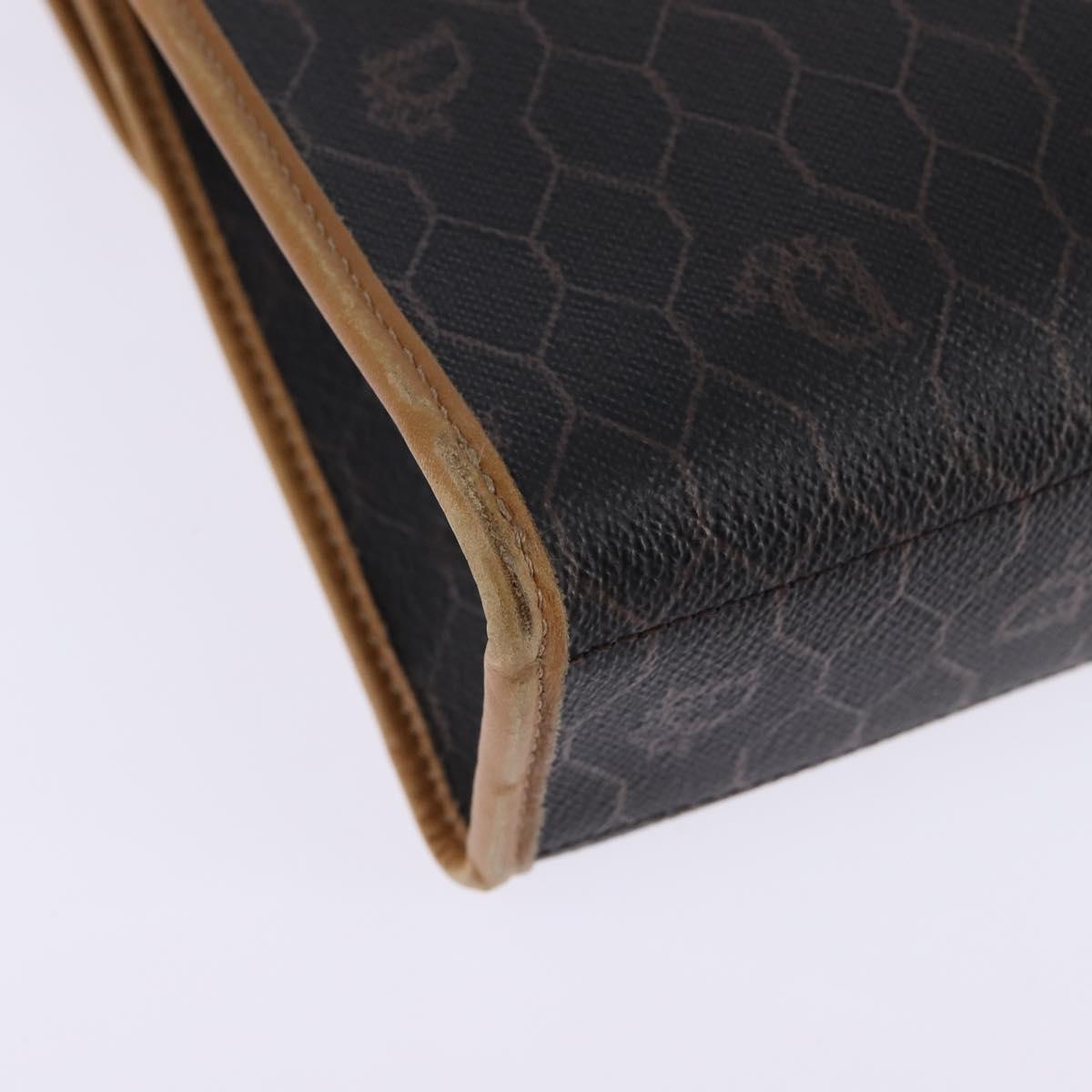 Christian Dior Honeycomb Canvas Bag PVC 2way Black Brown gold Auth bs30244