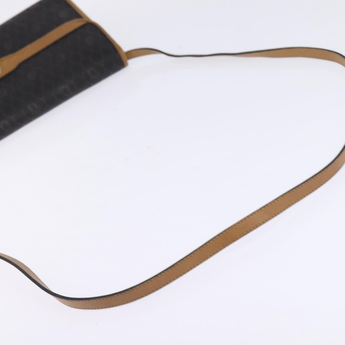 Christian Dior Honeycomb Canvas Bag PVC 2way Black Brown gold Auth bs30244