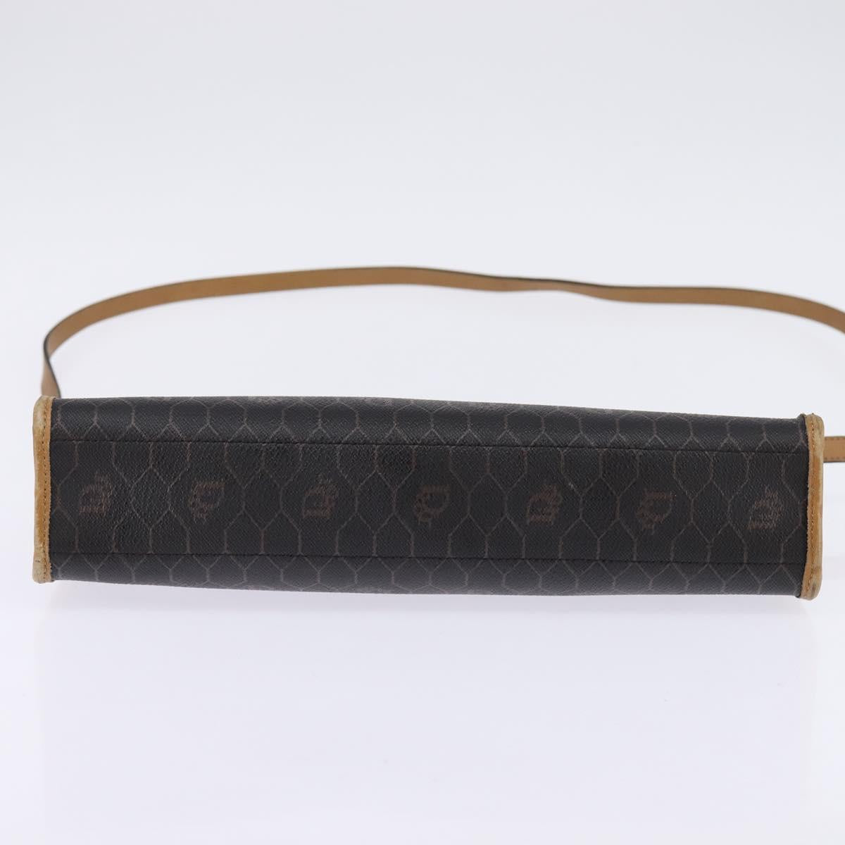 Christian Dior Honeycomb Canvas Bag PVC 2way Black Brown gold Auth bs30244