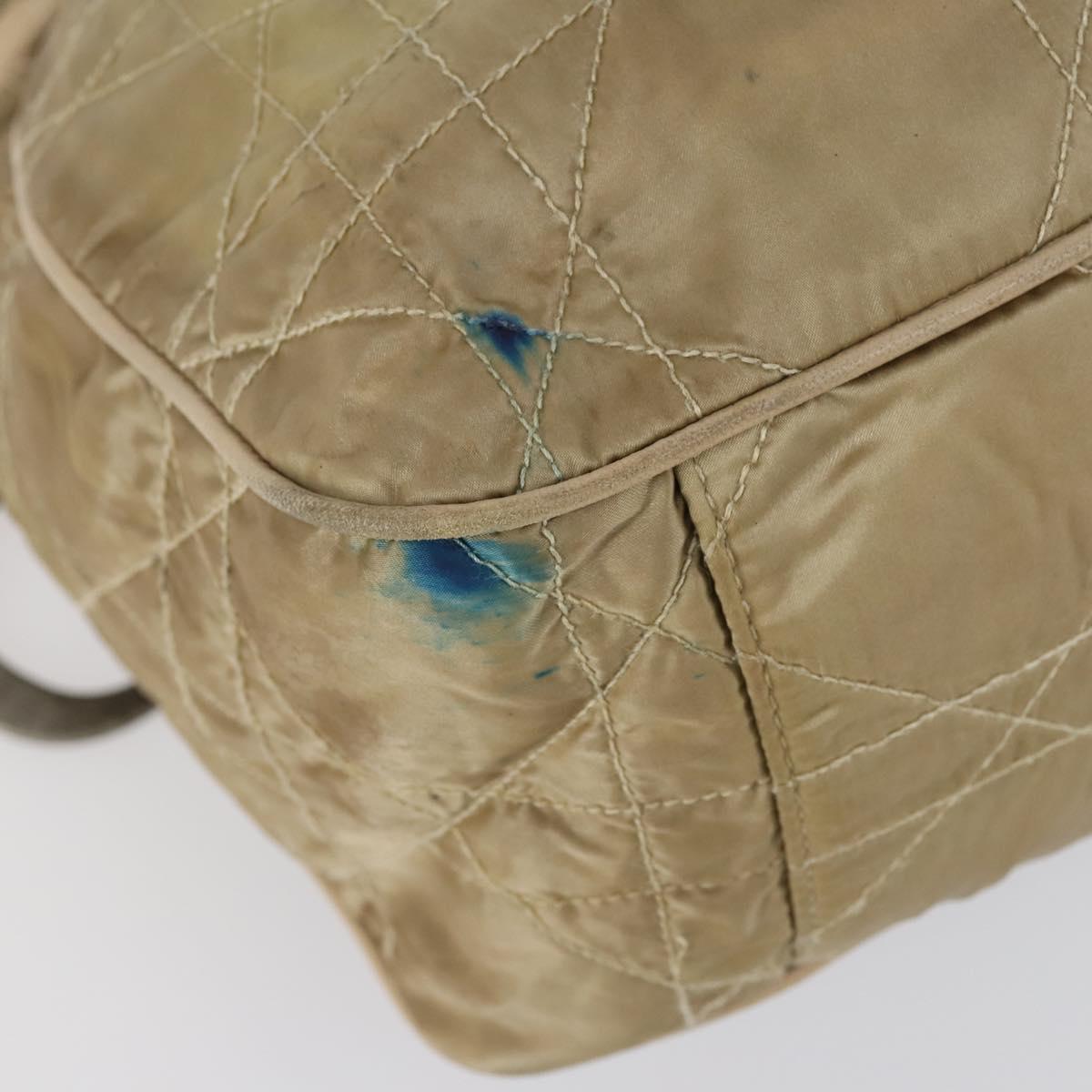 Christian Dior Canage Shoulder Bag Nylon Beige Auth bs30247