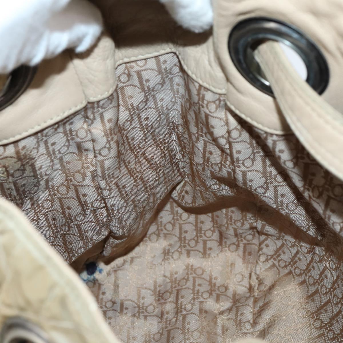 Christian Dior Canage Shoulder Bag Nylon Beige Auth bs30247