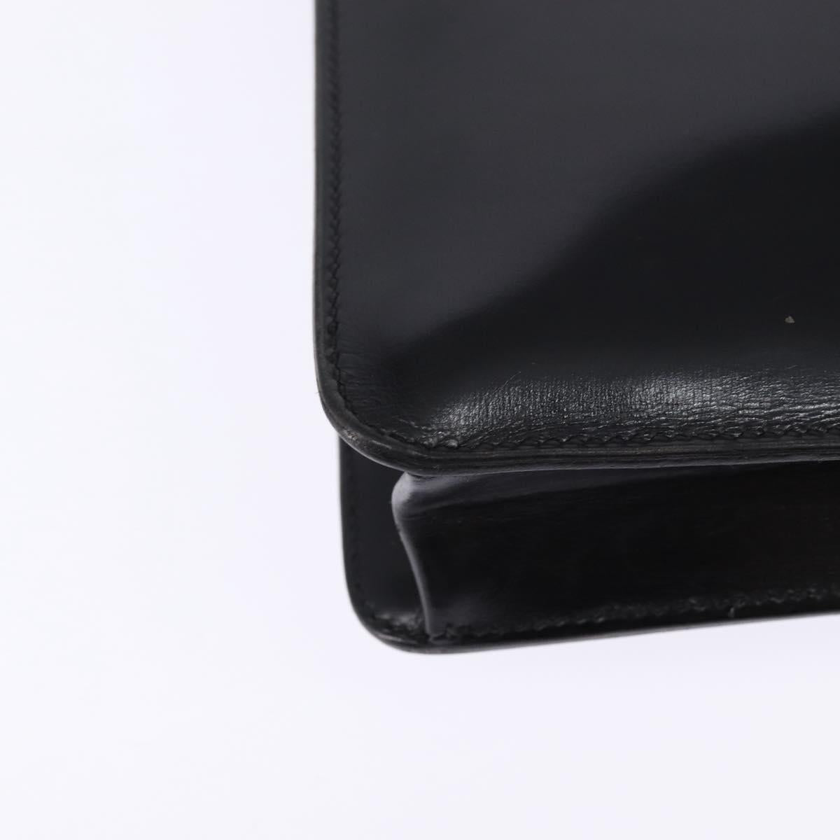 HERMES Sac Adepeche Shoulder Bag Leather Black Gold Auth bs30251