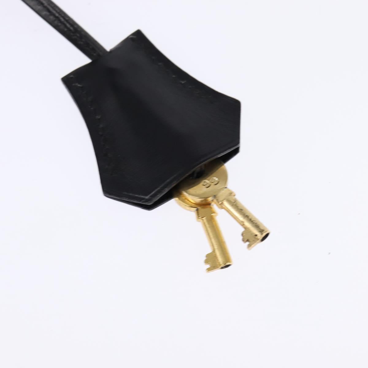 HERMES Sac Adepeche Shoulder Bag Leather Black Gold Auth bs30251