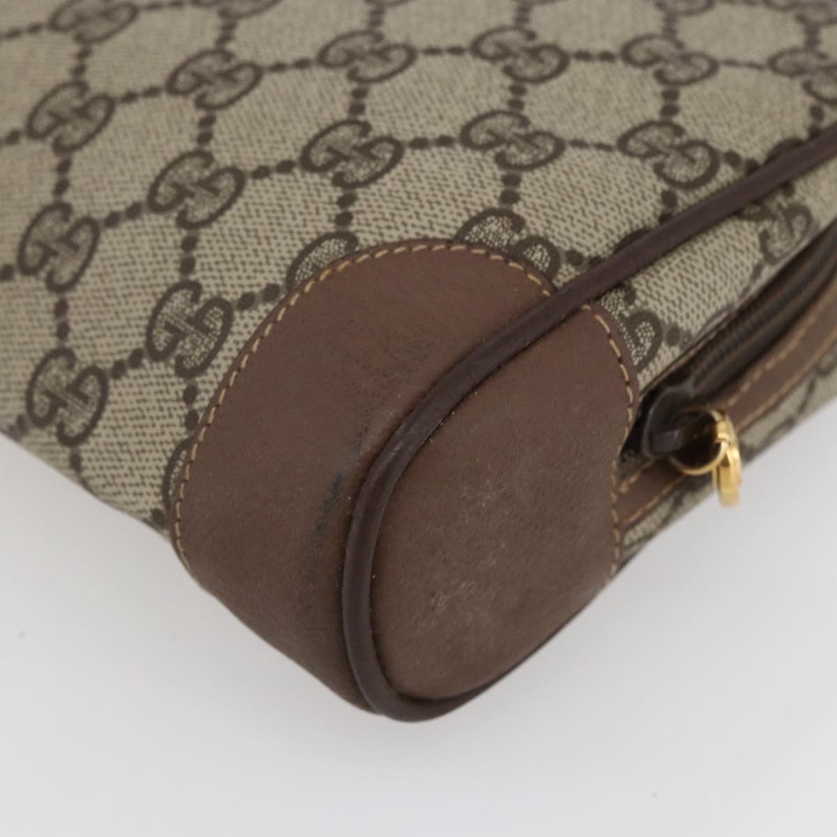 GUCCI GG Supreme Clutch Bag PVC Beige Gold 014 58 6094 Auth bs30264