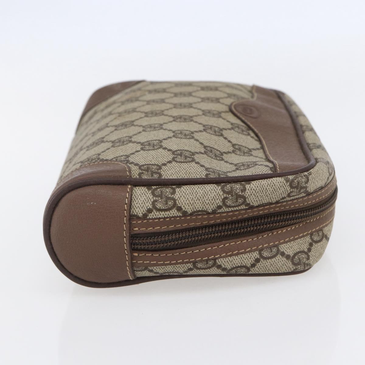 GUCCI GG Supreme Clutch Bag PVC Beige Gold 014 58 6094 Auth bs30264