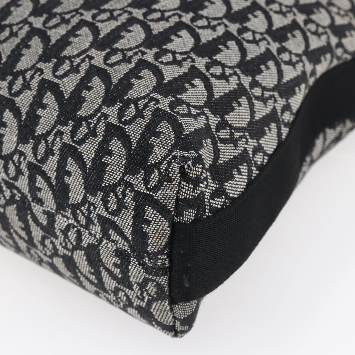 Christian Dior Trotter Canvas Shoulder Bag Black Silver Auth bs30270