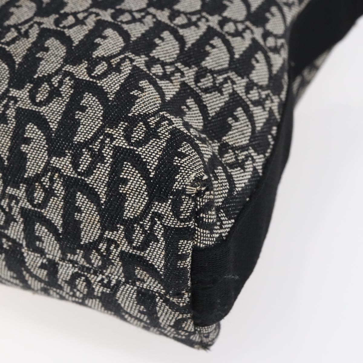 Christian Dior Trotter Canvas Shoulder Bag Black Silver Auth bs30270