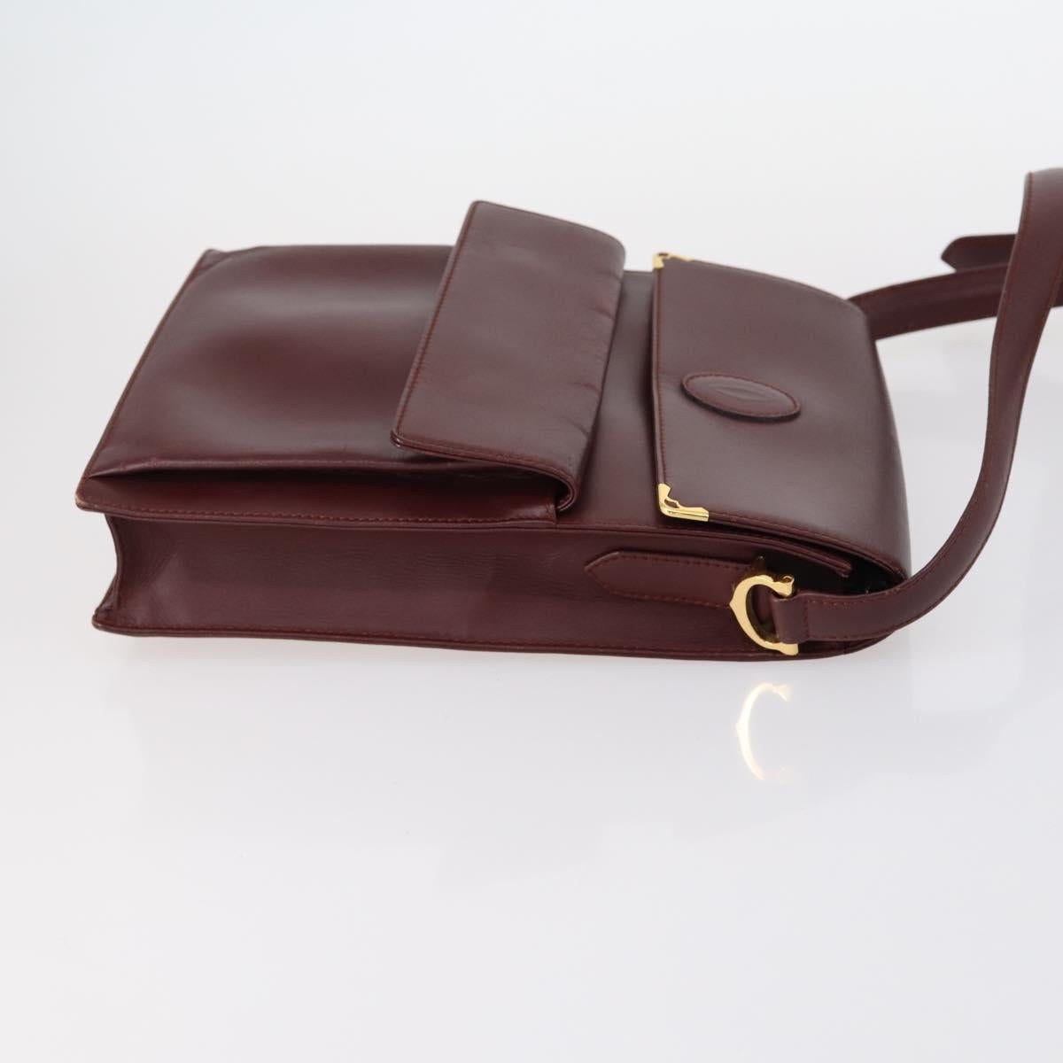 CARTIER Must Line Shoulder Bag Leather 2Set Bordeaux Auth bs30274