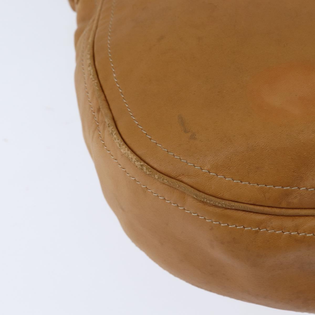 LOEWE Anagram Shoulder Bag Leather Brown Gold Auth bs30276