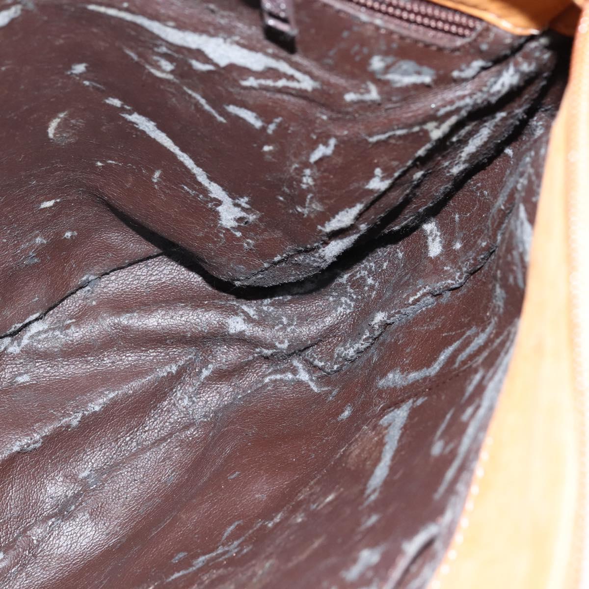 LOEWE Anagram Shoulder Bag Leather Brown Gold Auth bs30276