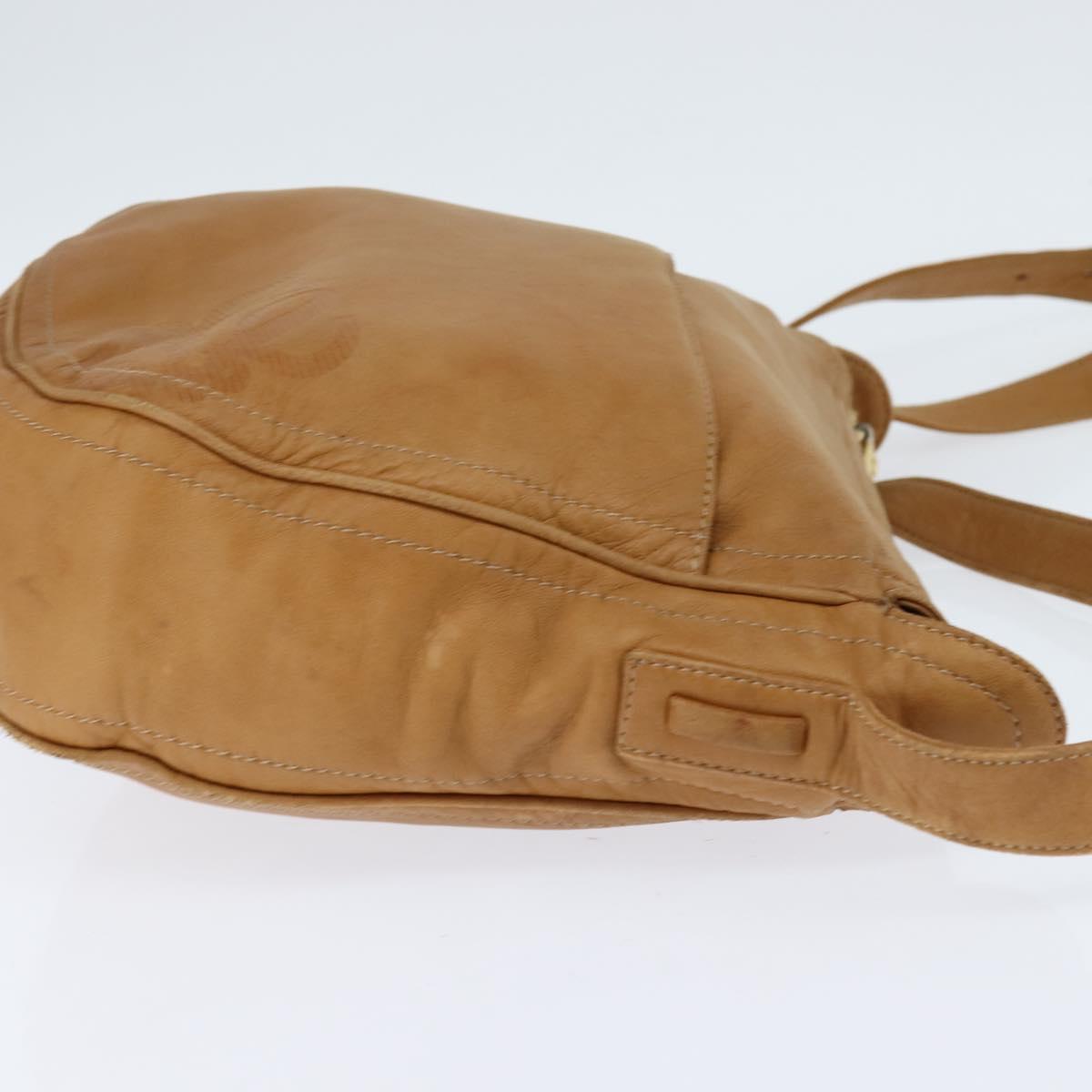 LOEWE Anagram Shoulder Bag Leather Brown Gold Auth bs30276