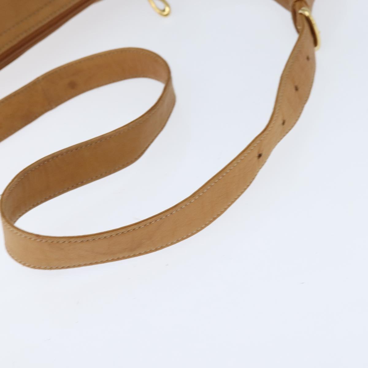 LOEWE Anagram Shoulder Bag Leather Brown Gold Auth bs30276