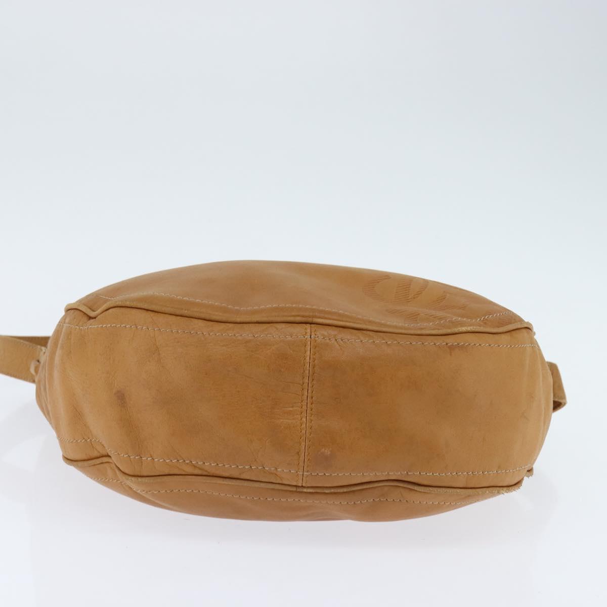 LOEWE Anagram Shoulder Bag Leather Brown Gold Auth bs30276