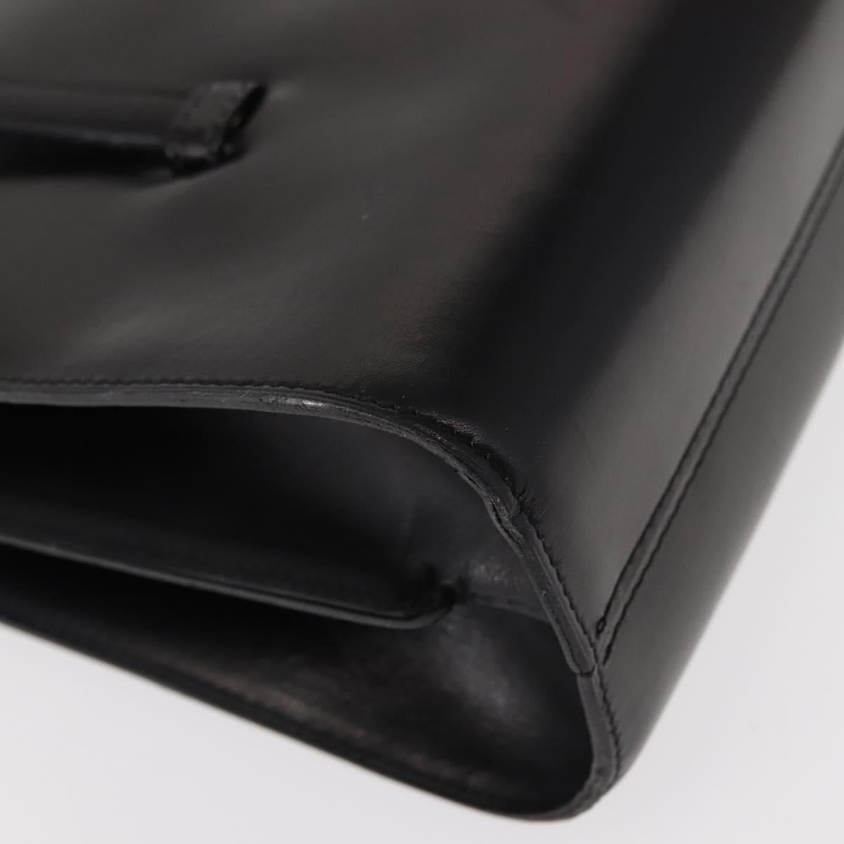 Christian Dior Hand Bag Leather Black Gold Auth bs30277