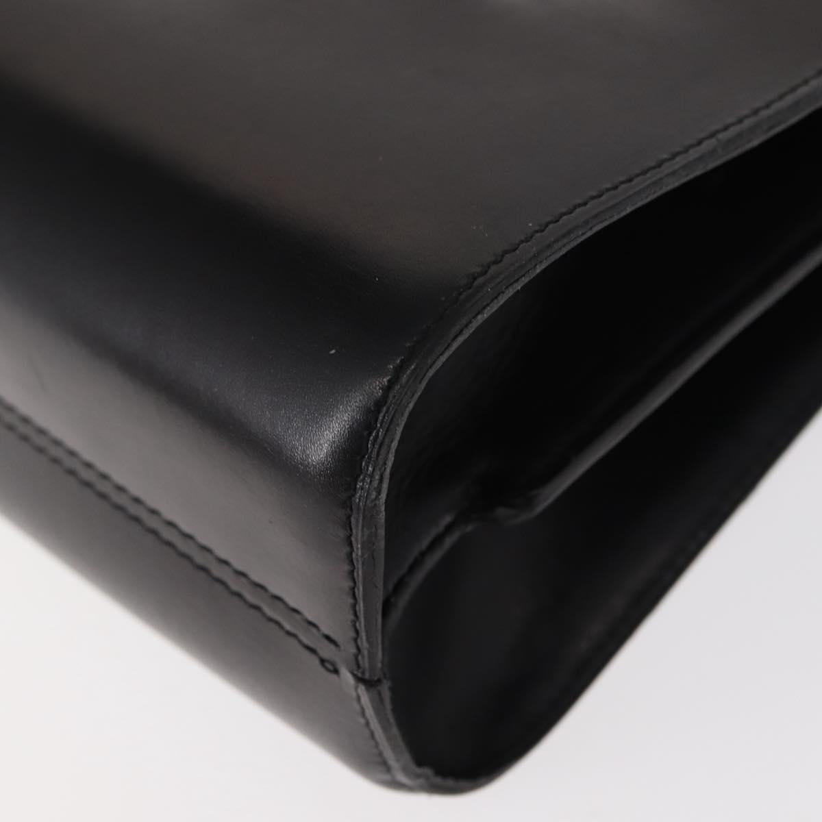 Christian Dior Hand Bag Leather Black Gold Auth bs30277