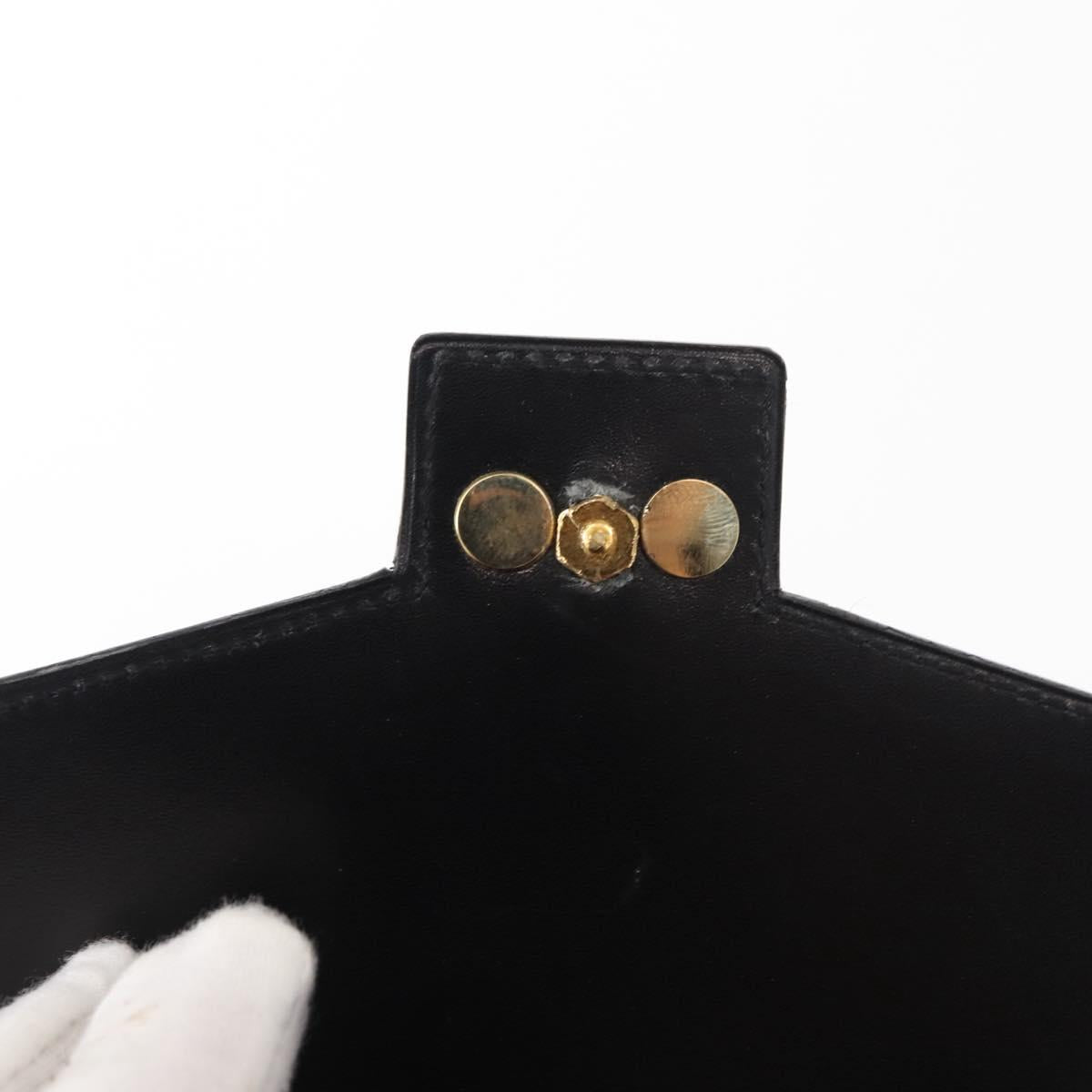 Christian Dior Hand Bag Leather Black Gold Auth bs30277