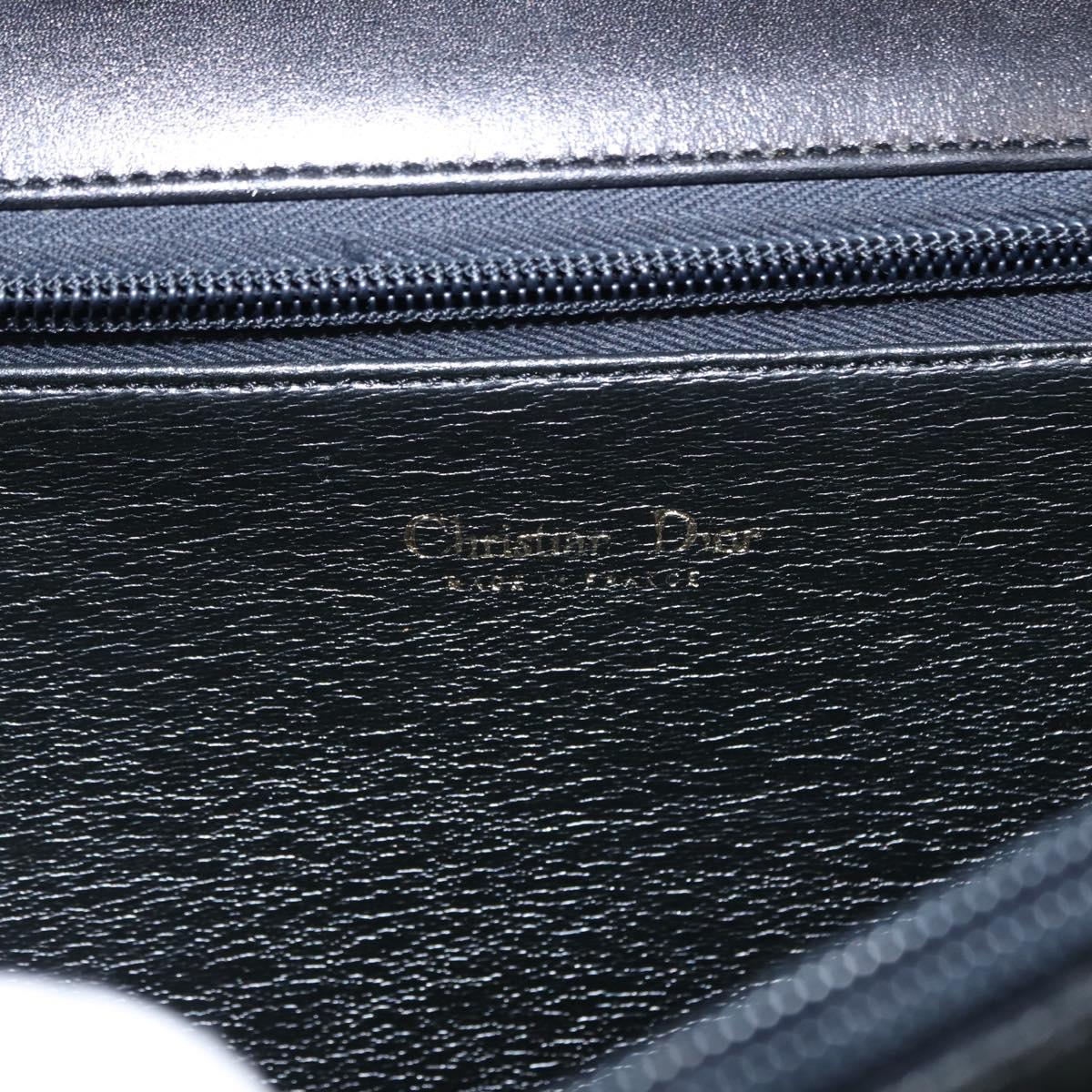 Christian Dior Hand Bag Leather Black Gold Auth bs30277