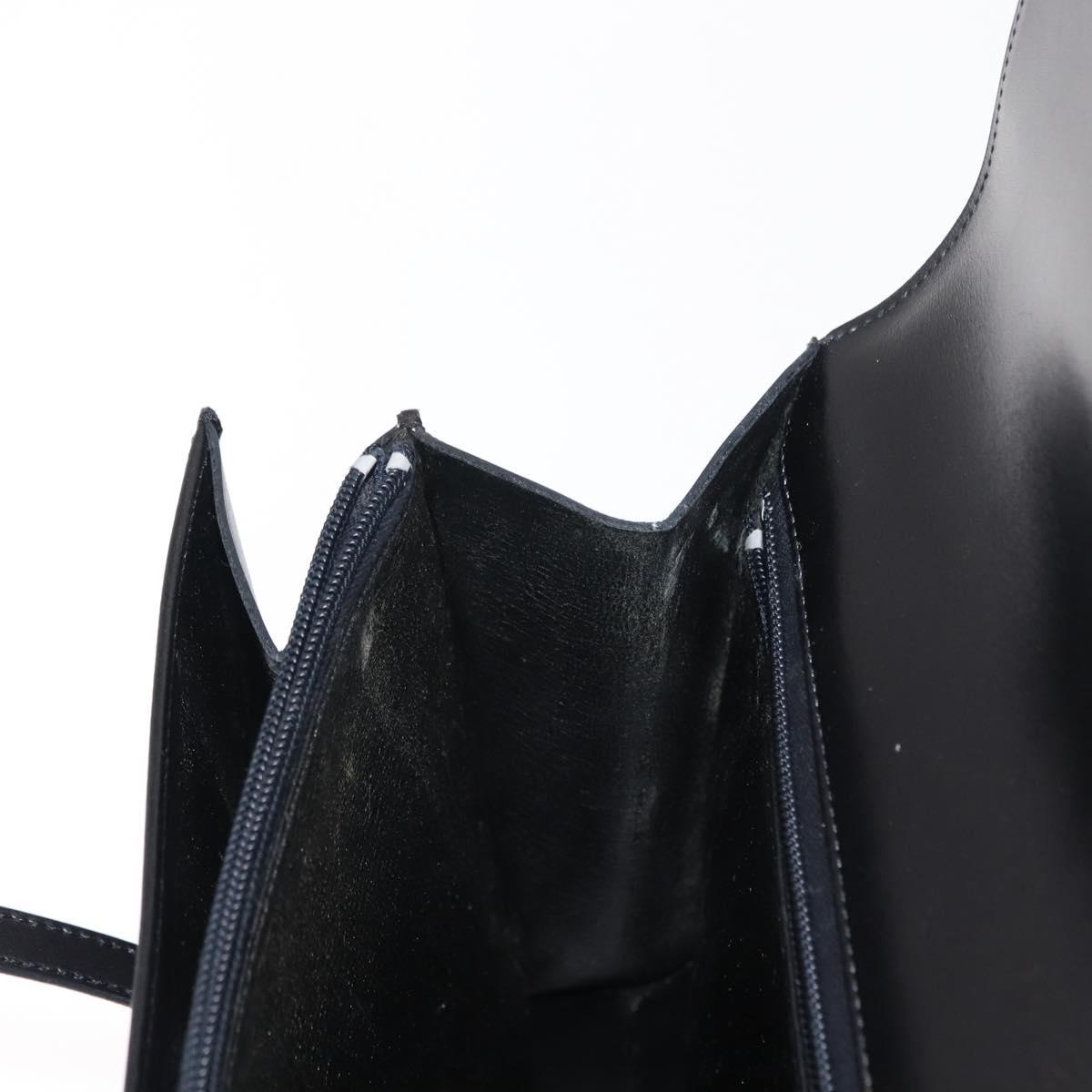 Christian Dior Hand Bag Leather Black Gold Auth bs30277