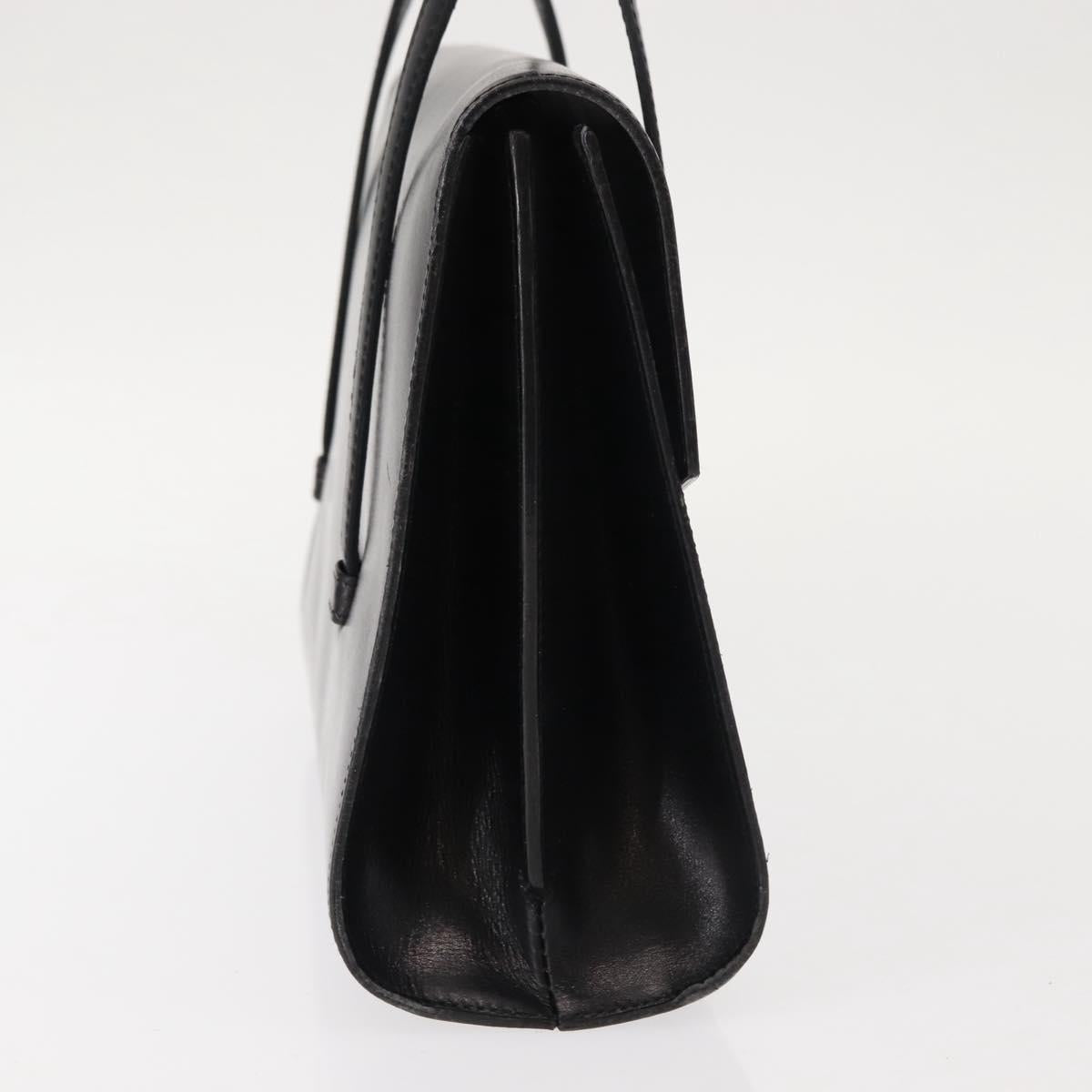 Christian Dior Hand Bag Leather Black Gold Auth bs30277