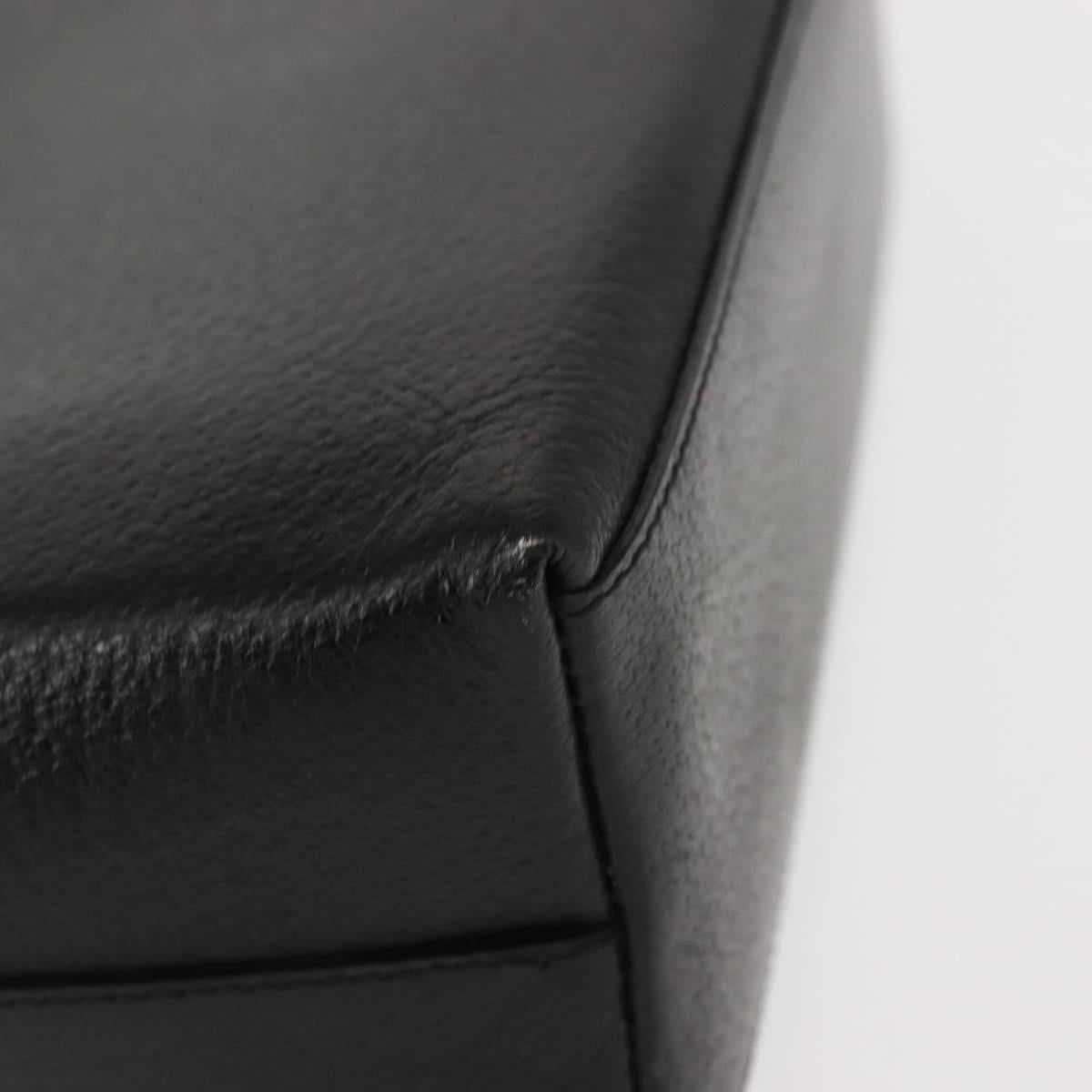 GUCCI Bamboo Hand Bag Leather Black Gold Auth bs30278