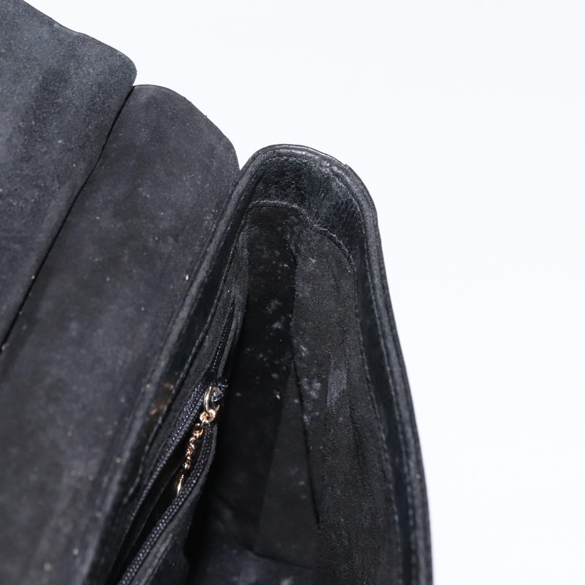 GUCCI Bamboo Hand Bag Leather Black Gold Auth bs30278