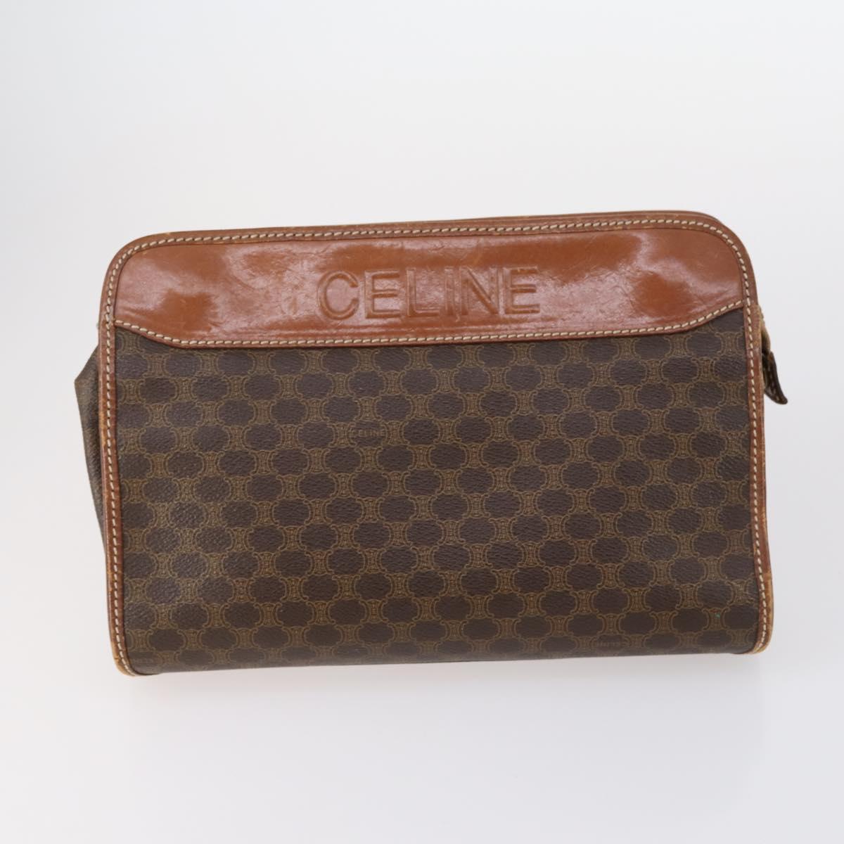 CELINE Shoulder Bag PVC Leather 5Set Black Brown Auth bs30279