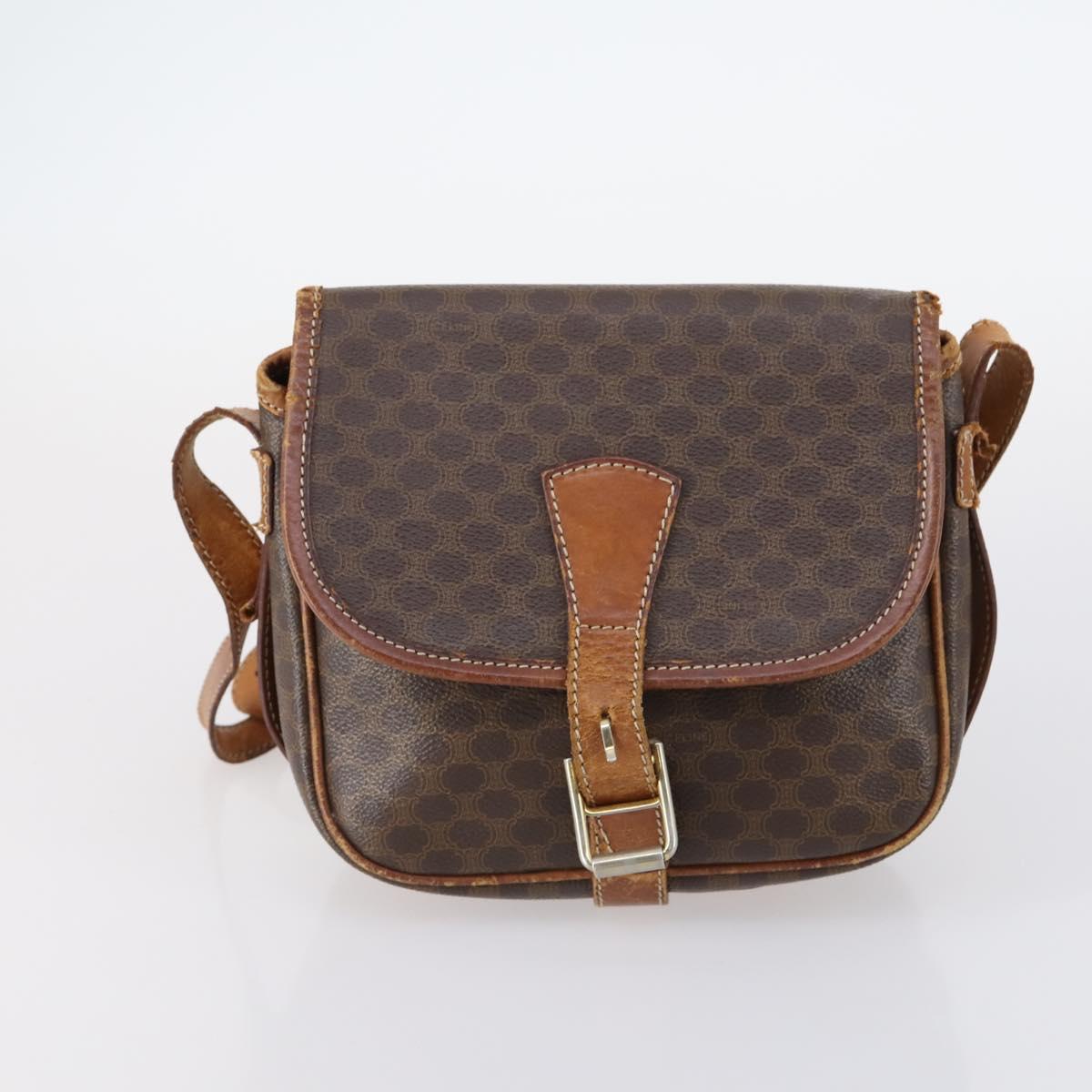 CELINE Shoulder Bag PVC Leather 5Set Black Brown Auth bs30279