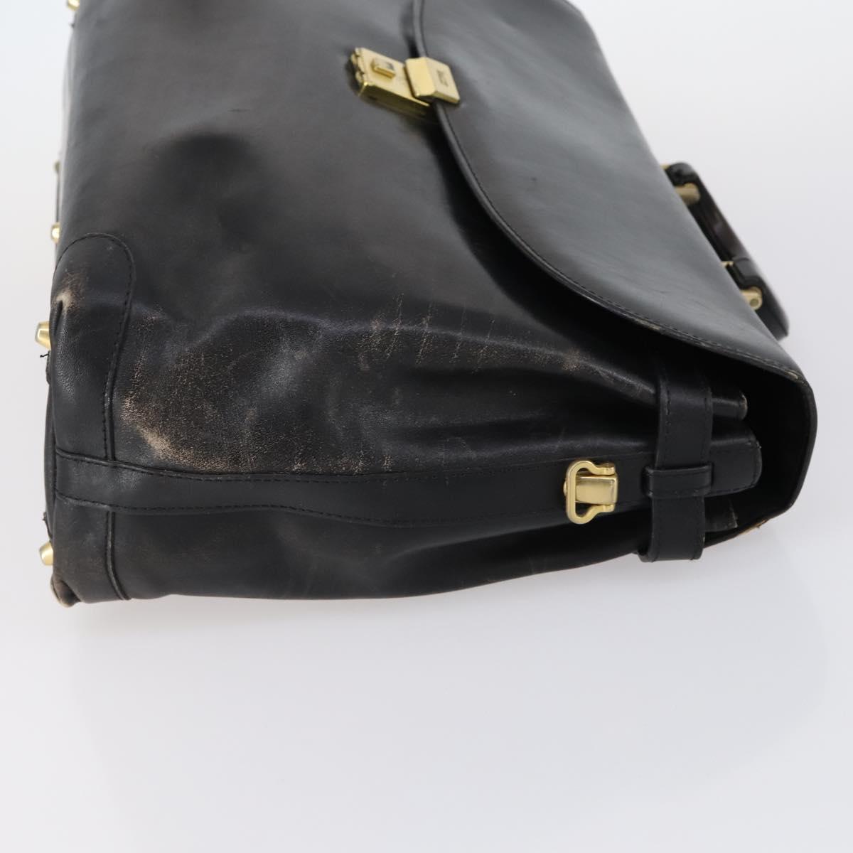 BALLY Hand Bag Leather 3Set Black Ivory Auth bs30280