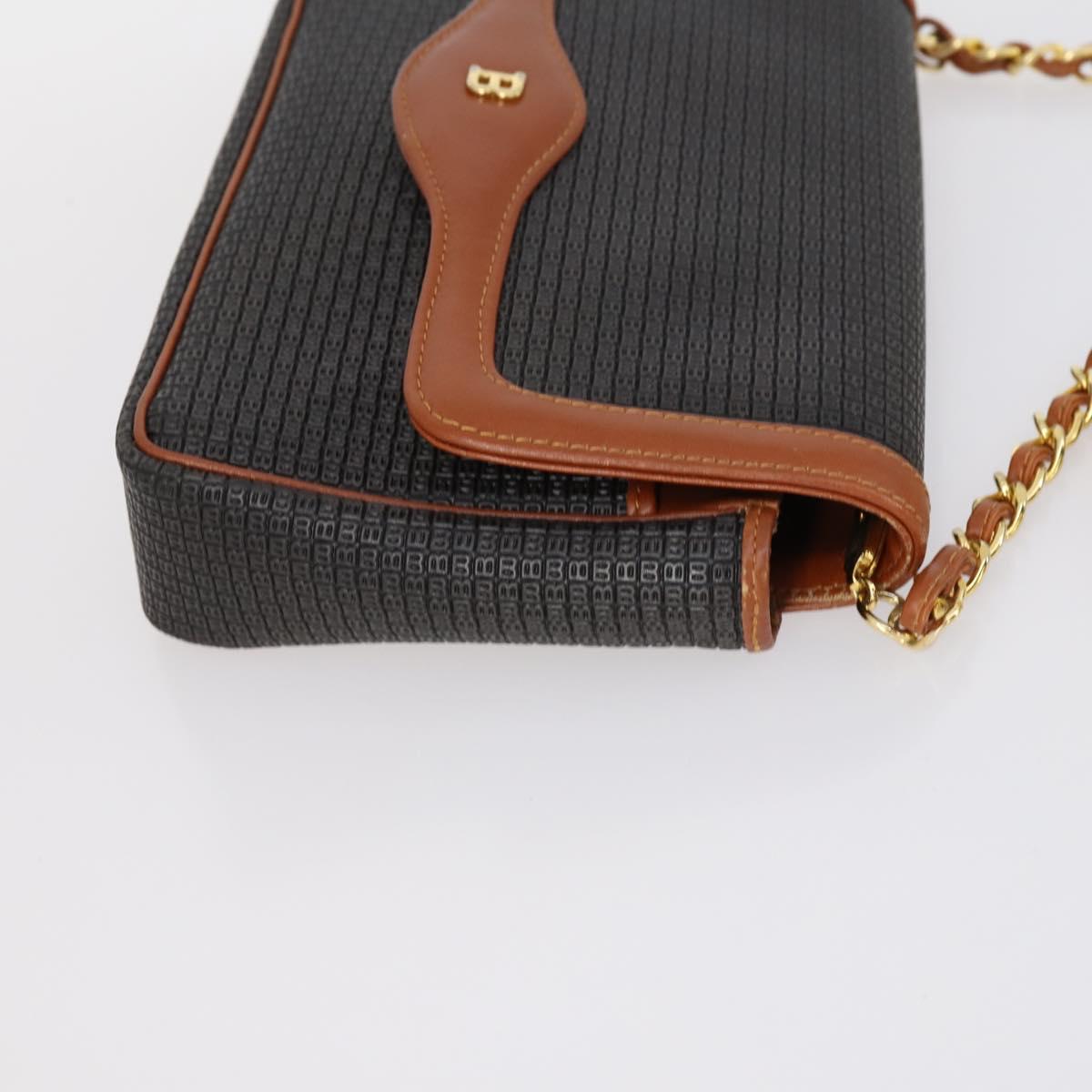 BALLY Shoulder Bag Leather Nylon PVC 4Set Black Brown Auth bs30281