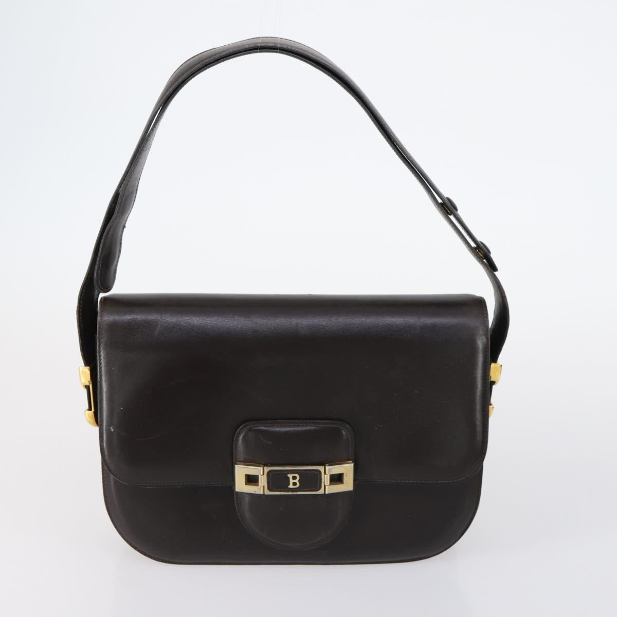 BALLY Shoulder Bag Leather Nylon PVC 4Set Black Brown Auth bs30281