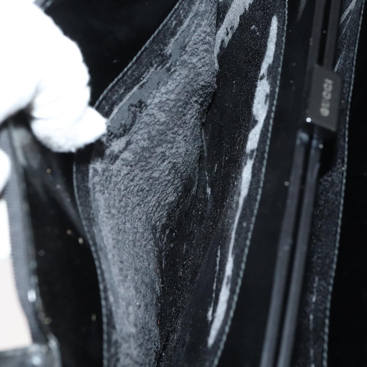 GUCCI Tote Bag Suede Canvas Nylon 4Set Black Ivory Auth bs30282