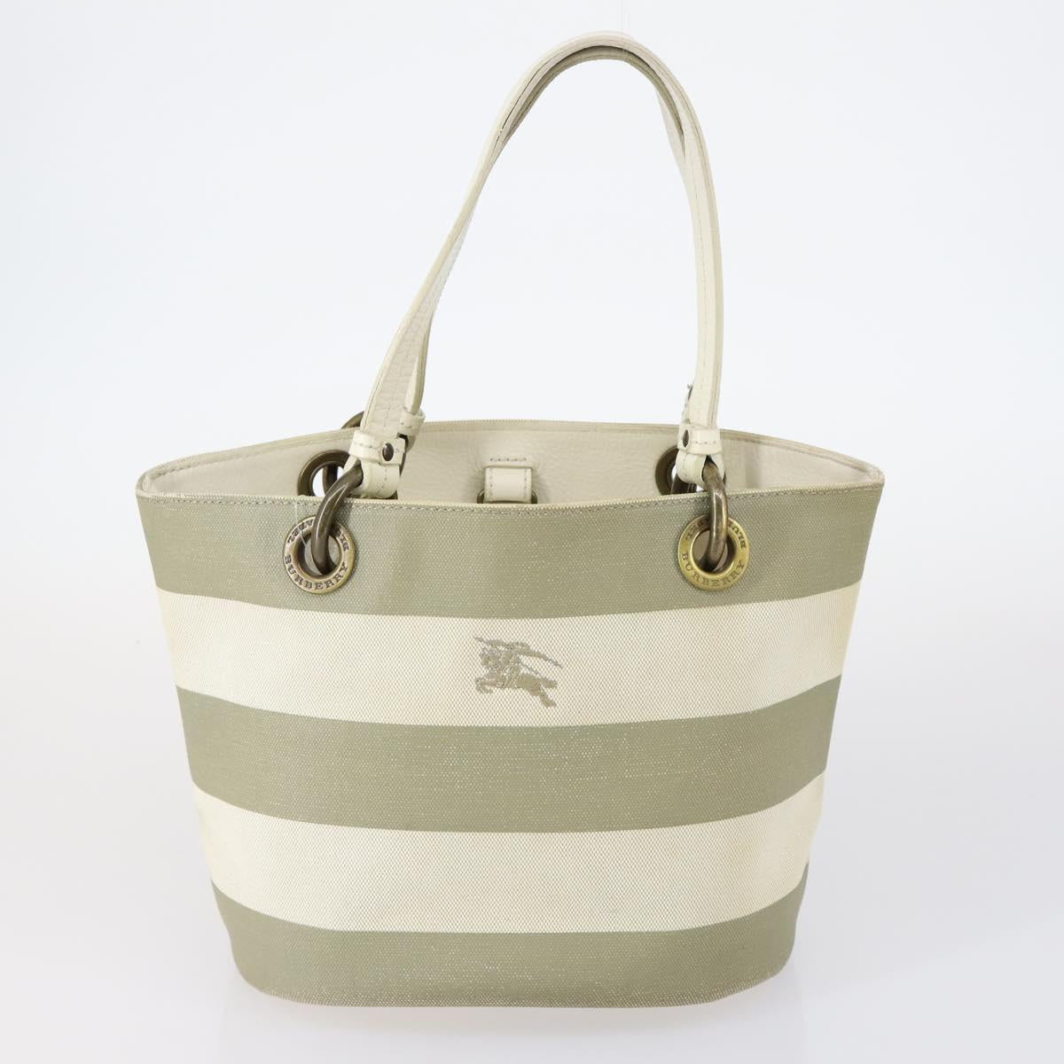 BURBERRY Nova Check Tote Bag PVC Nylon Canvas 5Set Beige Navy Auth bs30285