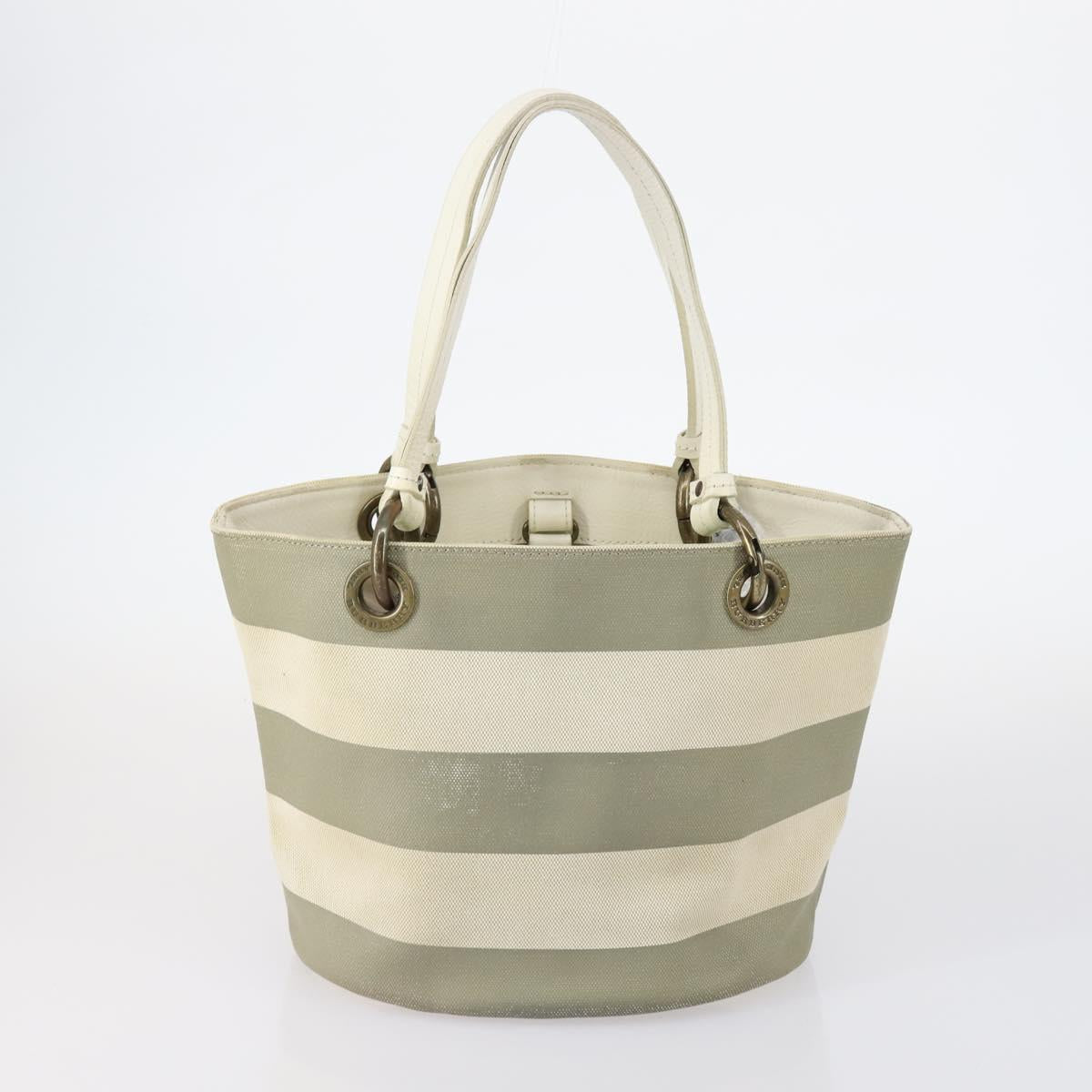 BURBERRY Nova Check Tote Bag PVC Nylon Canvas 5Set Beige Navy Auth bs30285